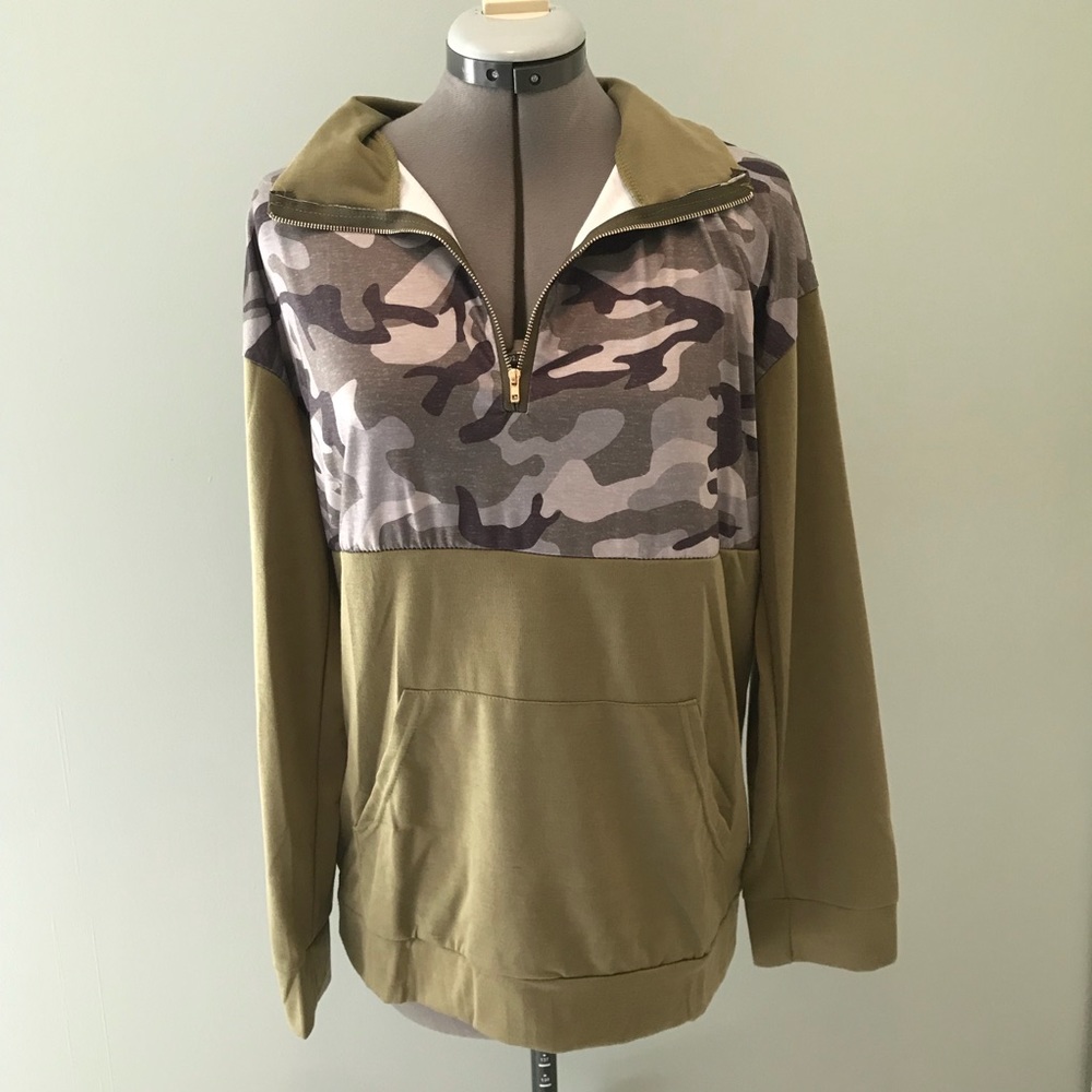 Camo! Lightweight 3/4 Zip Pullover